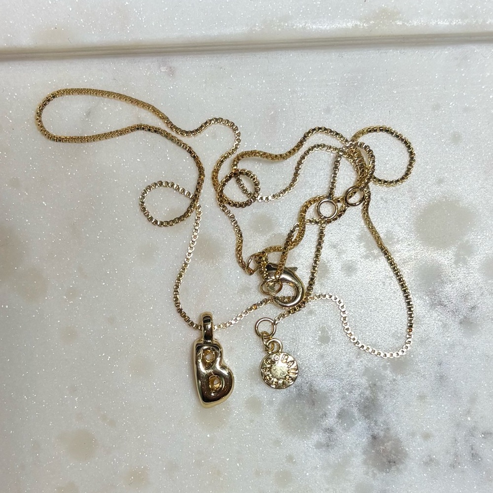 BaubleBar Gold Mini Initial Charm Necklace “B”